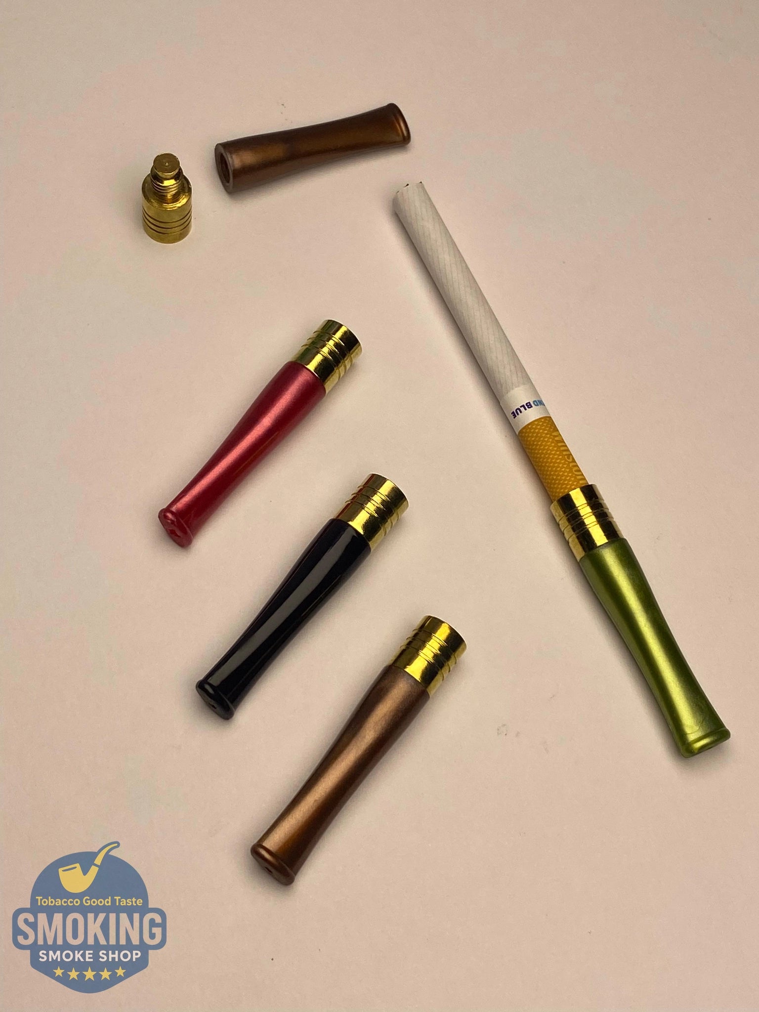 Yellow copper Colored Cigarette Holder مبسم سجاير الوان برأس نحاسي لامعة