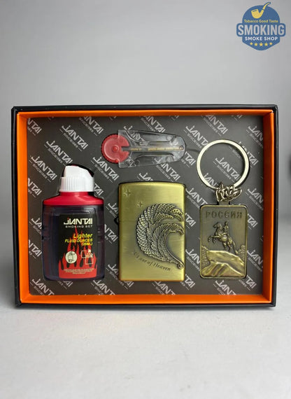 Zippo Shape Lighter Set — طقم ولاعة بنزين الفاخر مع عبوة مليء و مبسم سجاير