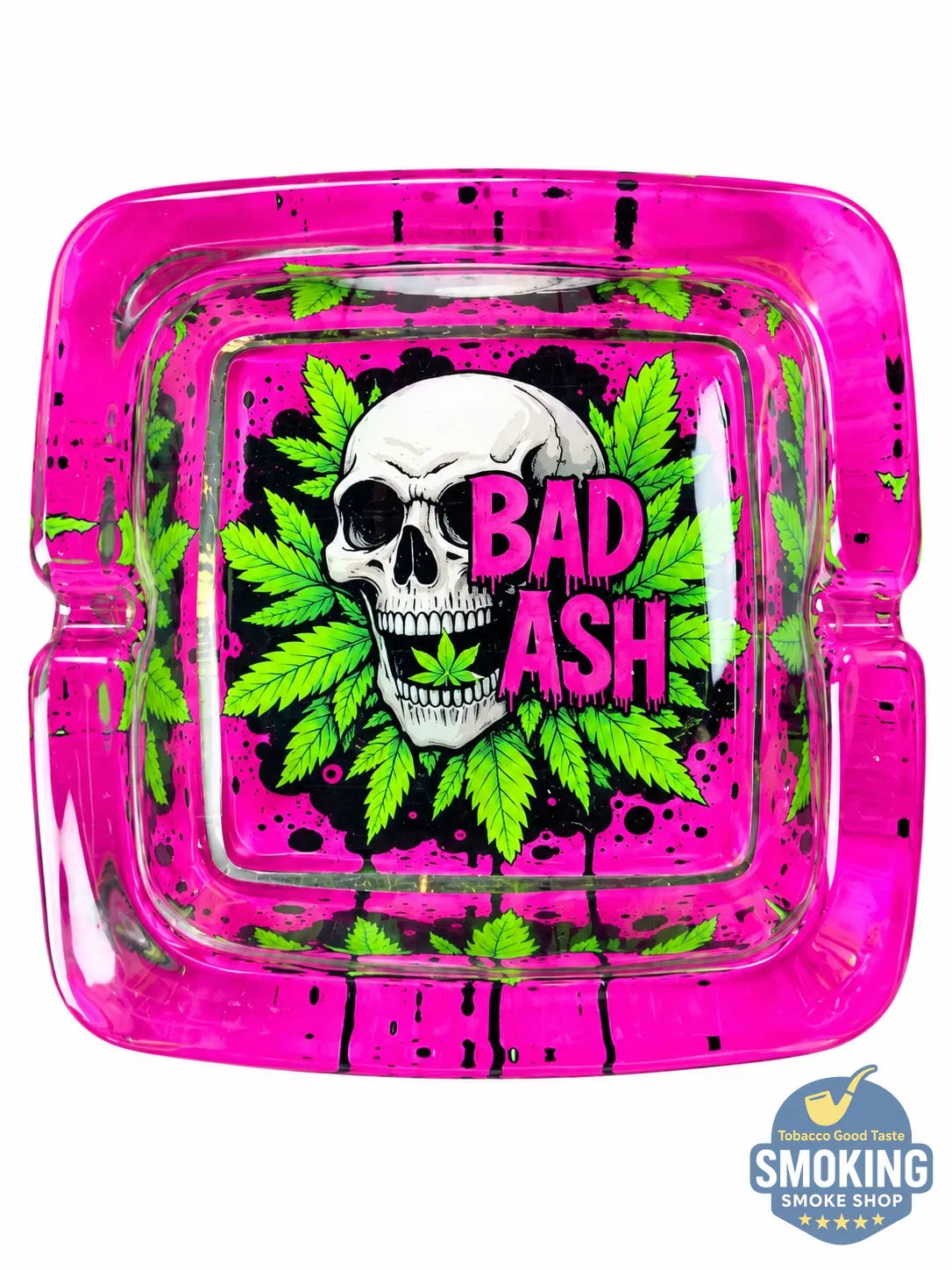 Honey Puff Glass Ashtray — طفاية سجائر هاني باف زجاجية مربعة بطبعات متنوعة🌀🔥