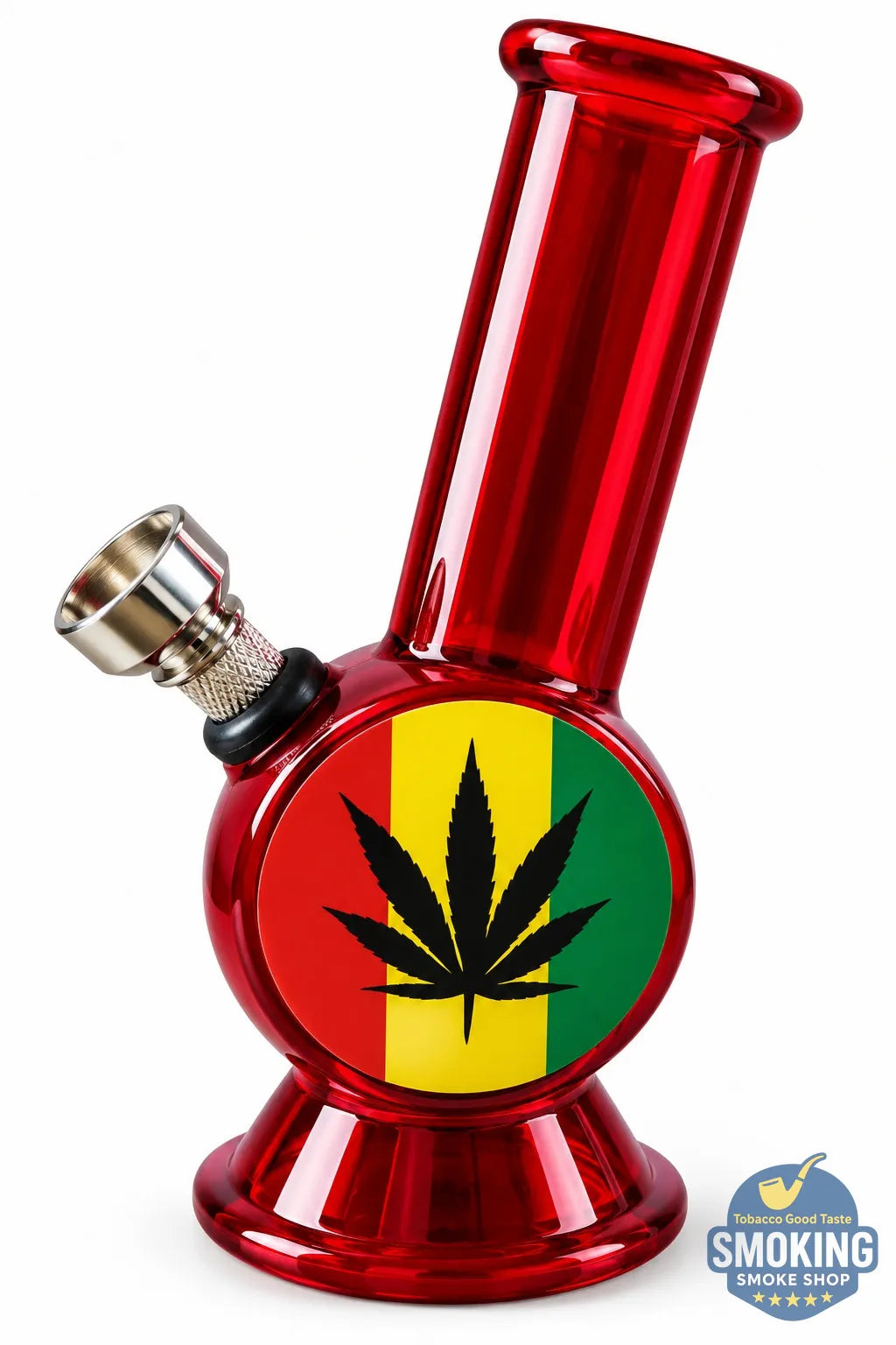 بايب مياه أكريليك صغير 12.5 سم – تصميم ريجاي/بيس | Mini Acrylic Water Pipe (Rasta/Peace)