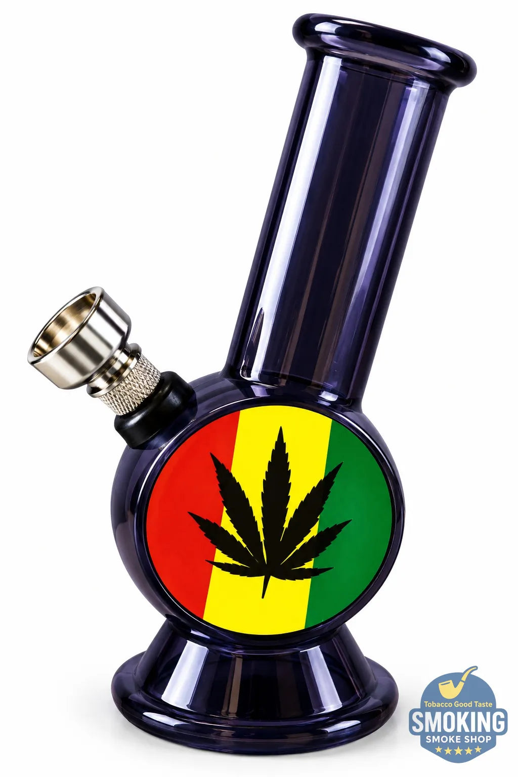 بايب مياه أكريليك صغير 12.5 سم – تصميم ريجاي/بيس | Mini Acrylic Water Pipe (Rasta/Peace)