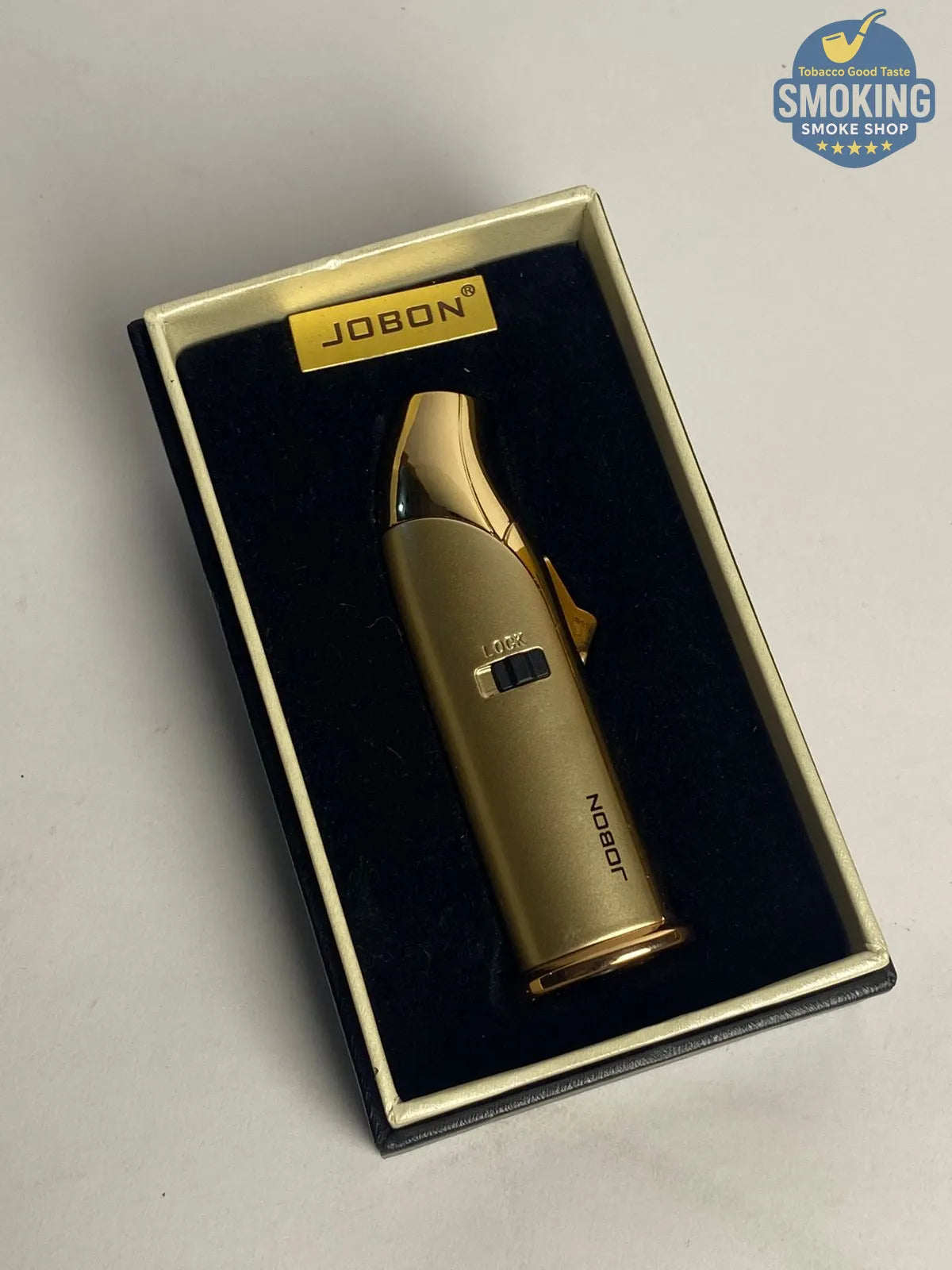 JOBON Pipe Torch Lighter w/ Built-in Cigar Punch — ولاعة بايب تورش من جوبون مع قطّاعة سيجار بنش مدمجة