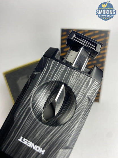 Dual Torch Cigar Lighter with Built-in Cigar Cutter & Rest — ولاّعة سيجار ثنائية الشعلة بقاطع سيجار ومسند مدمجين (برونزي/خشبي/ اسود / رخامي )