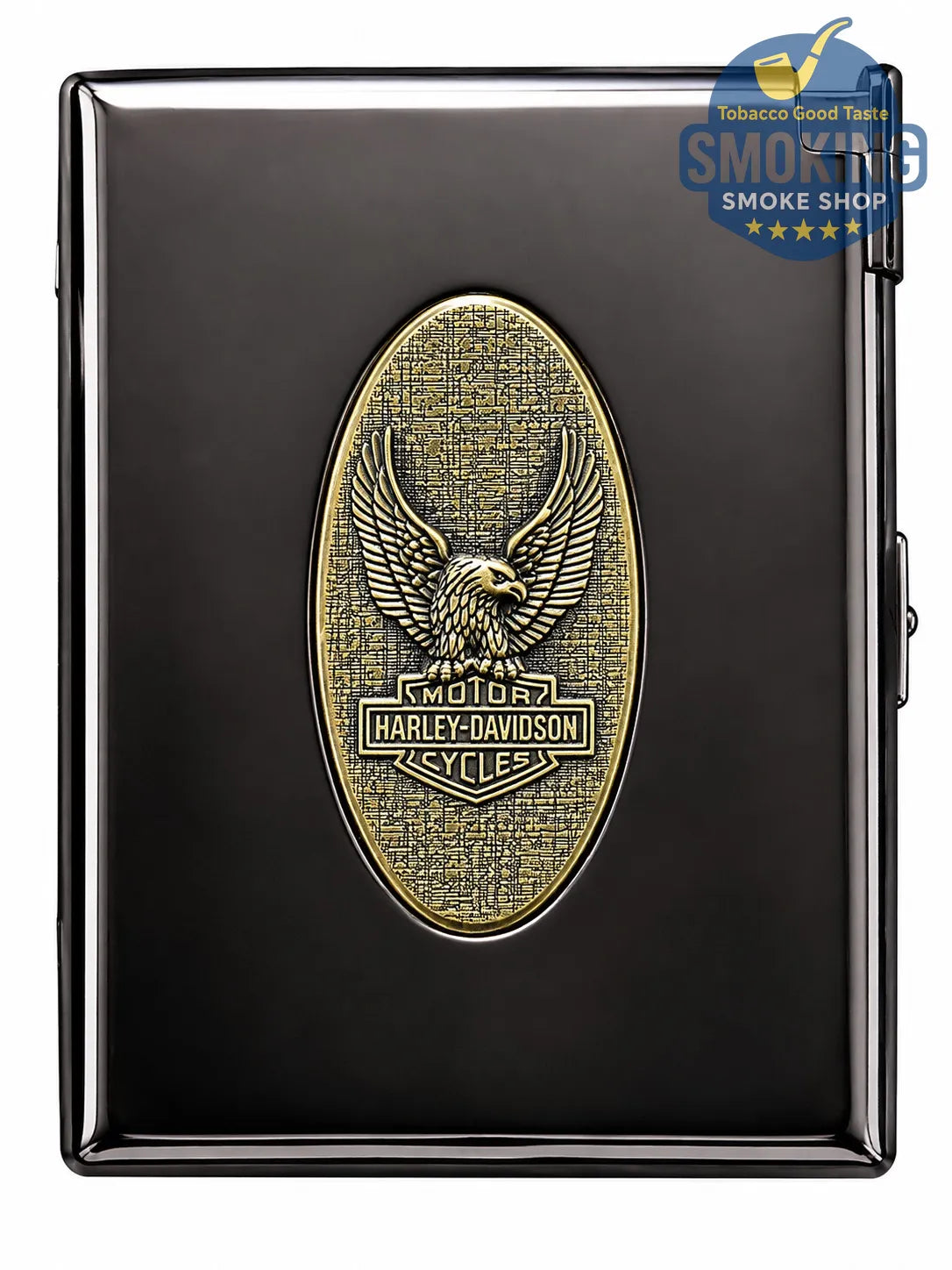 علبة سجائر معدنية مع ولاعة مدمجة — Cigarette Case with Built-in Lighter