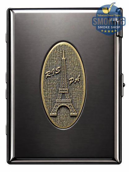 علبة سجائر معدنية مع ولاعة مدمجة — Cigarette Case with Built-in Lighter