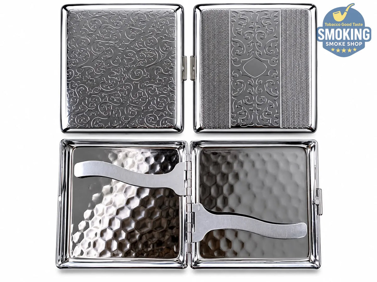 Metal Cigarette Case — علبة حفظ سجائر معدنية بنقوش كلاسيكية