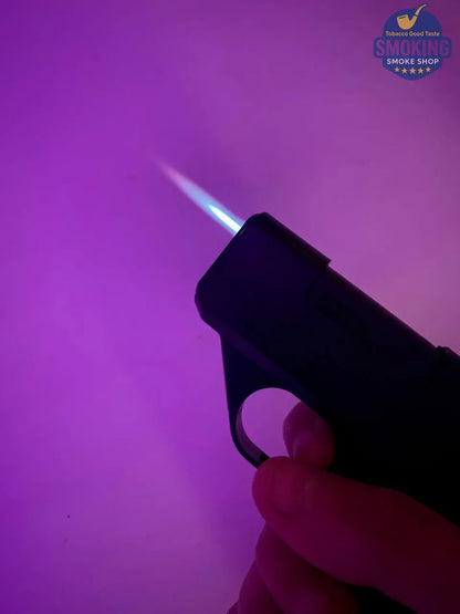 🔫 Gun-Style Cigarette Case with Laser Lighter — علبة سجائر مكتبية على شكل مسدس بولاعة ليزر مدمجة