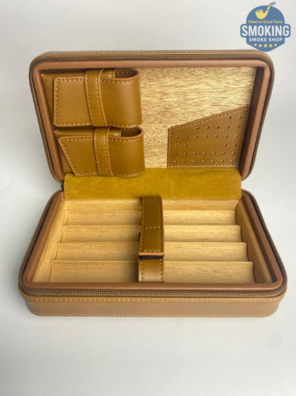 💼 حافظة سيجار سفر جلد طبيعي – Travel Cigar Humidor Case