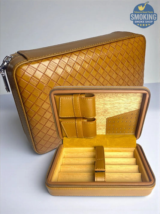 💼 حافظة سيجار سفر جلد طبيعي – Travel Cigar Humidor Case