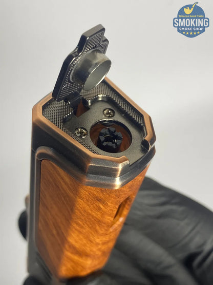 HONEST Triple Torch Flame Lighter (Woodgrain Bronze) — ولاّعة هونست ثلاثية الشعلة (خشبي/برونزي)