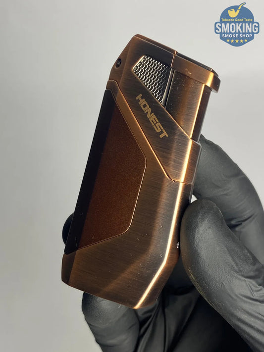 HONEST Dual Torch Cigar Lighter with Punch — ولاّعة سيجار مزدوجة الشعلة مع بانش (لون نحاسي/برونزي)