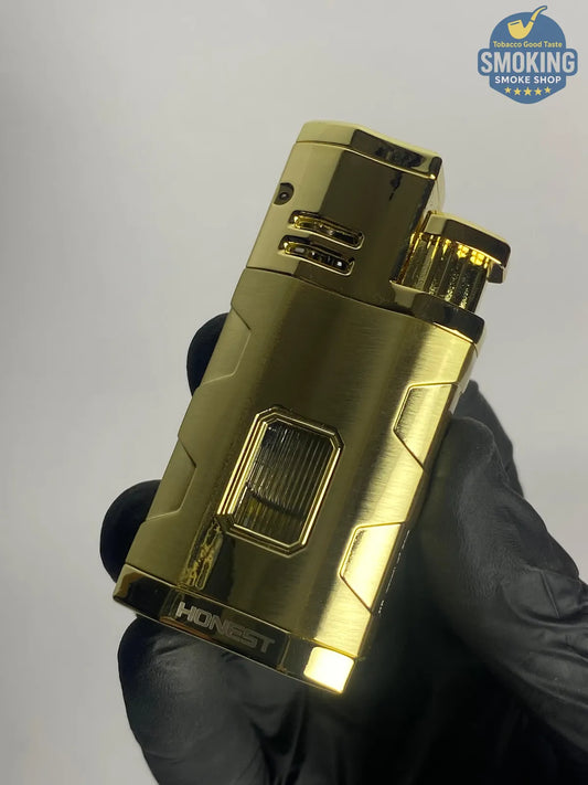 HONEST Triple Jet Torch Lighter with Built-in Cigar Punch — ولاعة هونست تورش ثلاثية اللهب مع بانشر سيجار مدمج