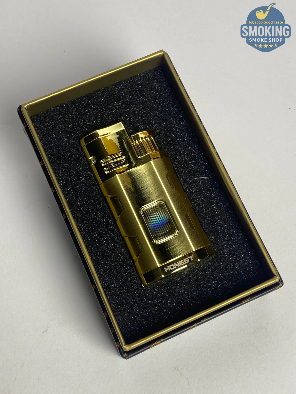 HONEST Triple Jet Torch Lighter with Built-in Cigar Punch — ولاعة هونست تورش ثلاثية اللهب مع بانشر سيجار مدمج