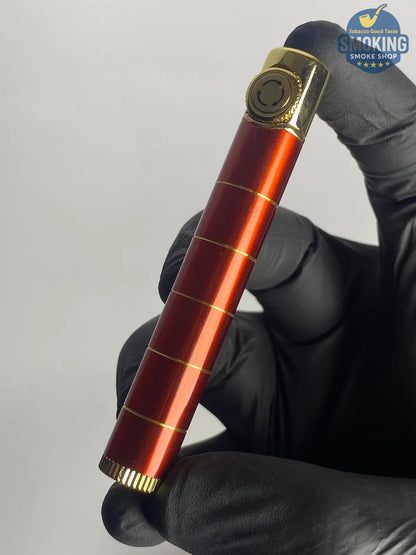 HONEST Slim Soft Flame Flint Lighter — ولاّعة هونِست رفيعة بلهب عادي وآلية حجر (أحمر/ذهبي)