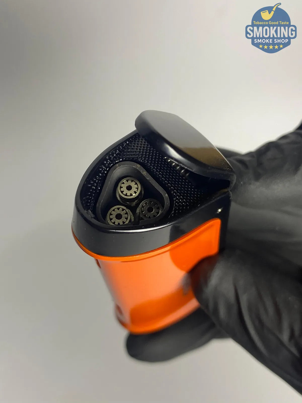 Lighter with Built-In Cigar Punch – ولاعة هونِست تربل جيت مع بنش سيجار مدمج – لون نيون برتقالي 
