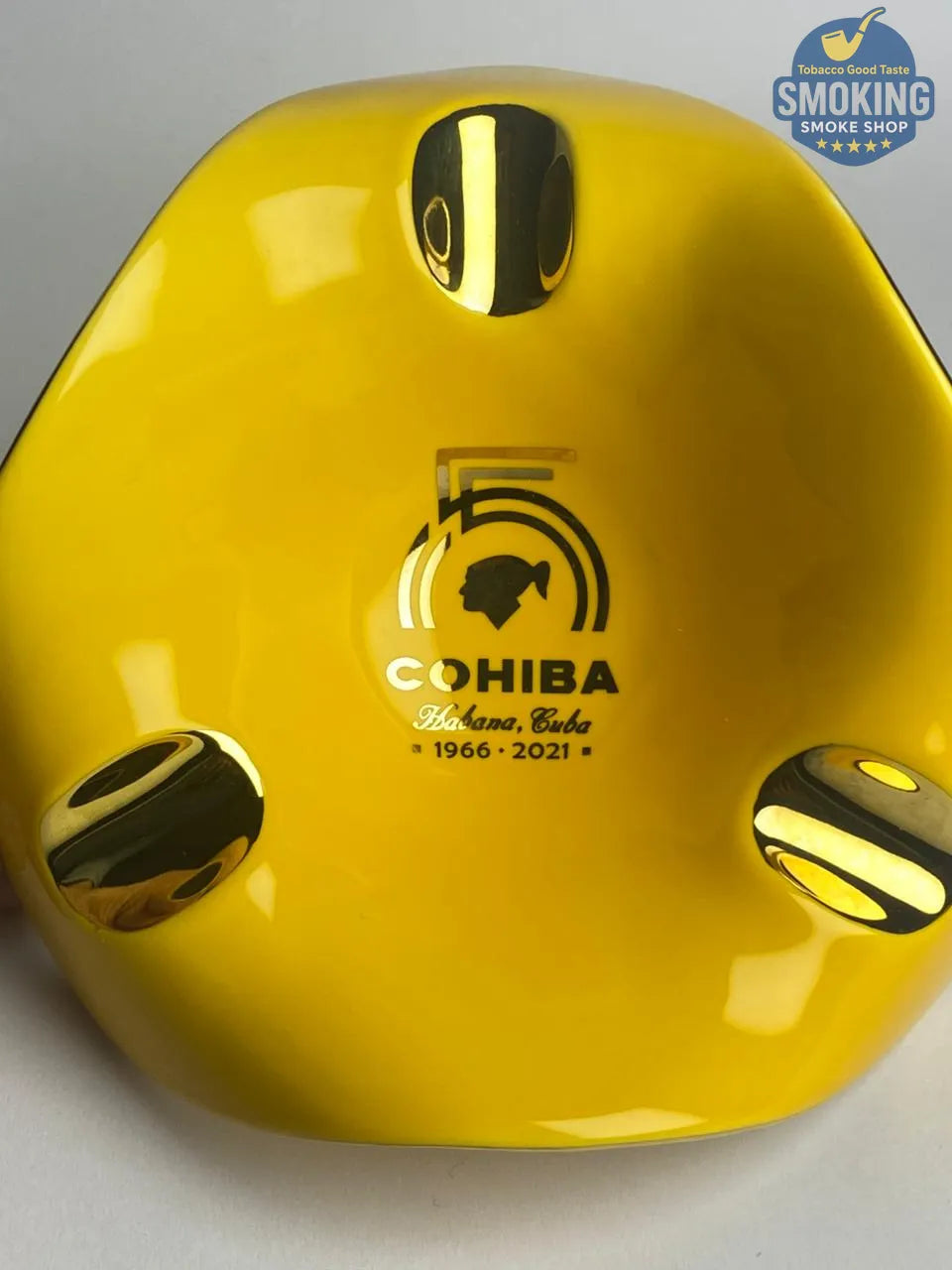  طفاية سيجار كوهيبا مادورو 5 (4 -3 مواضع) ابيض واسود واصفر | COHIBA Maduro 5 Ceramic Cigar Ashtray (4-3 Rests)