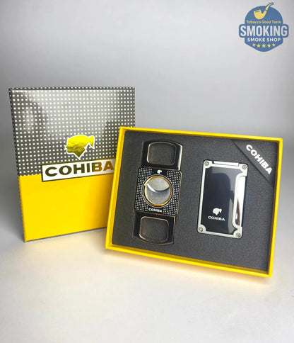 طقم ولاعة وقاطع سيجار كوهيبا – Cohiba Cigar Lighter & Cutter Gift Set