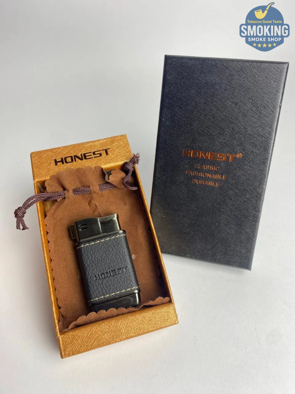 HONEST Classic pipe  Lighter (Black & Brown) — ولاعة بايب هونست جلد كلاسيك (أسود & بني)