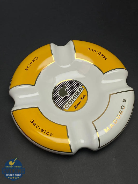 طفاية سيجار كوهيبا مادورو 5 (٤ مواضع) ابيض واسود | COHIBA Maduro 5 Ceramic Cigar Ashtray (4 Rests)