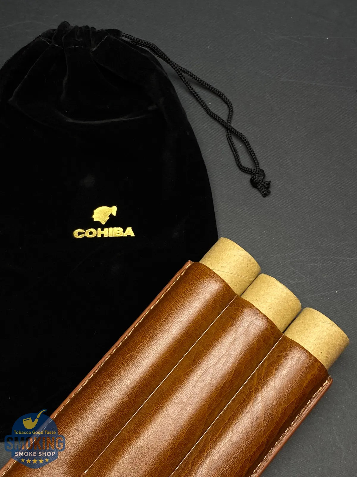 حافظة سيجار كوهيبا ثلاثية مع قاطع | COHIBA 3-Finger Cigar Case with Cutter