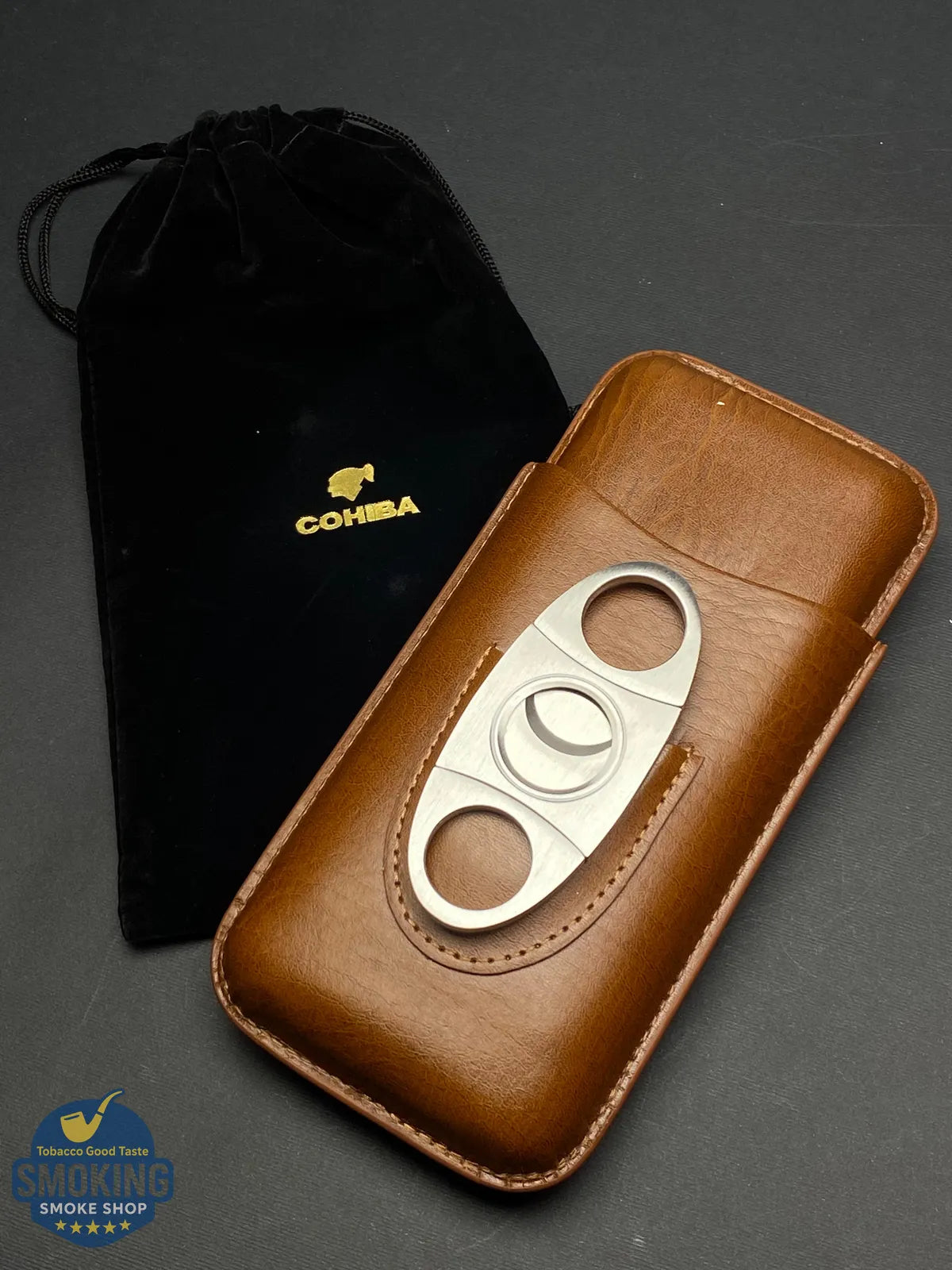 حافظة سيجار كوهيبا ثلاثية مع قاطع | COHIBA 3-Finger Cigar Case with Cutter