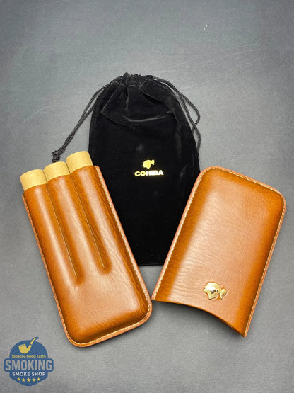 حافظة سيجار كوهيبا ثلاثية مع قاطع | COHIBA 3-Finger Cigar Case with Cutter