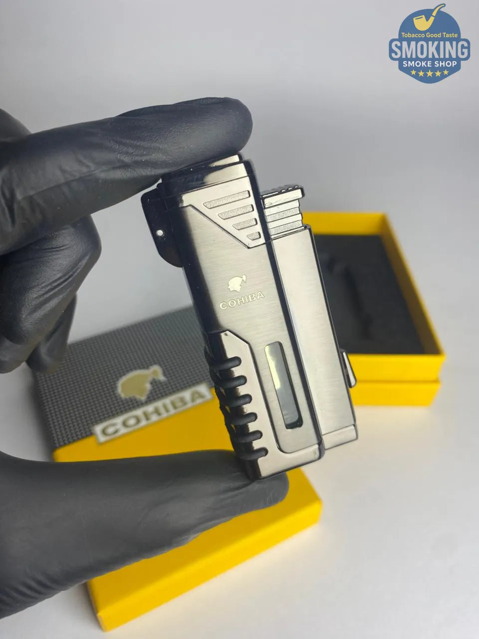 COHIBA 4 Torch Cigar Lighter — ولاعة سيجار كوهيبا 4 شعلة🔥 اصفر واسود 