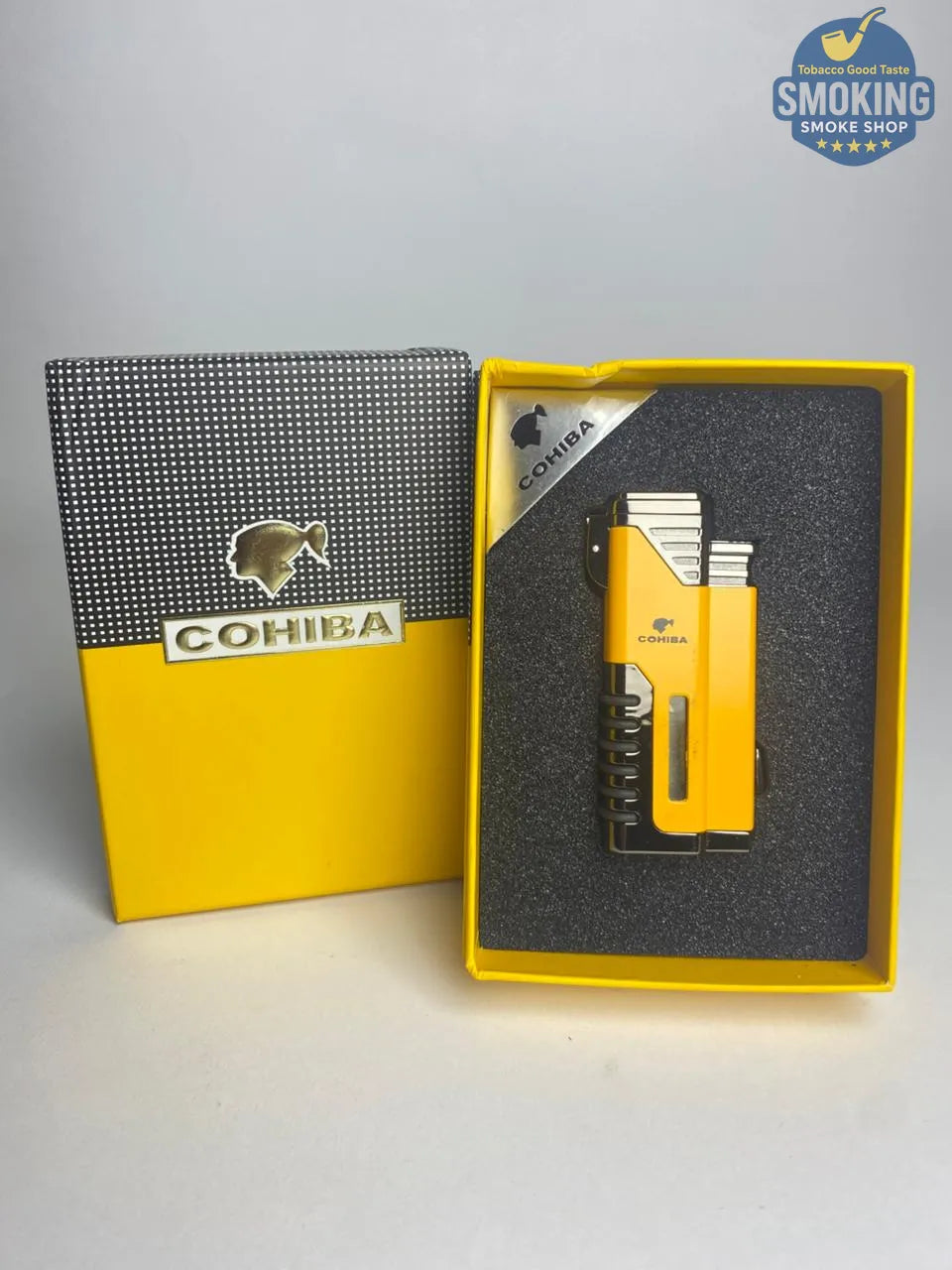 COHIBA 4 Torch Cigar Lighter — ولاعة سيجار كوهيبا 4 شعلة🔥 اصفر واسود 