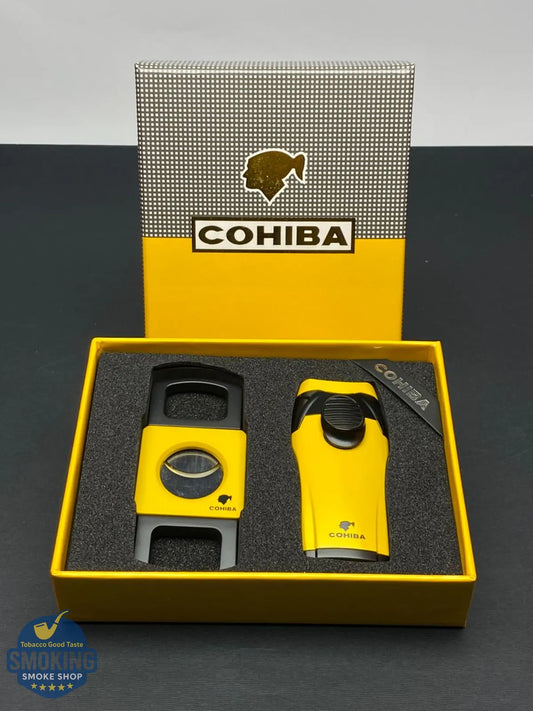 طقم ولاعة وقاطع سيجار كوهيبا – Cohiba Cigar Lighter & Cutter Gift Set