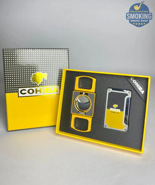 طقم ولاعة وقاطع سيجار كوهيبا – Cohiba Cigar Lighter & Cutter Gift Set