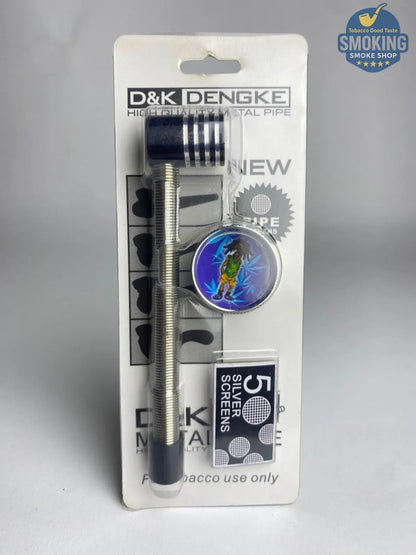 D&K DENGKE Metal Pipe + 5 Silver Screens — بايب معدني دي آند كيه دينجكي + 5 شبكات فلتر وجريندر 🧪🚬