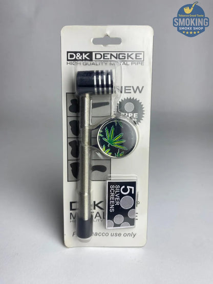 D&K DENGKE Metal Pipe + 5 Silver Screens — بايب معدني دي آند كيه دينجكي + 5 شبكات فلتر وجريندر 🧪🚬