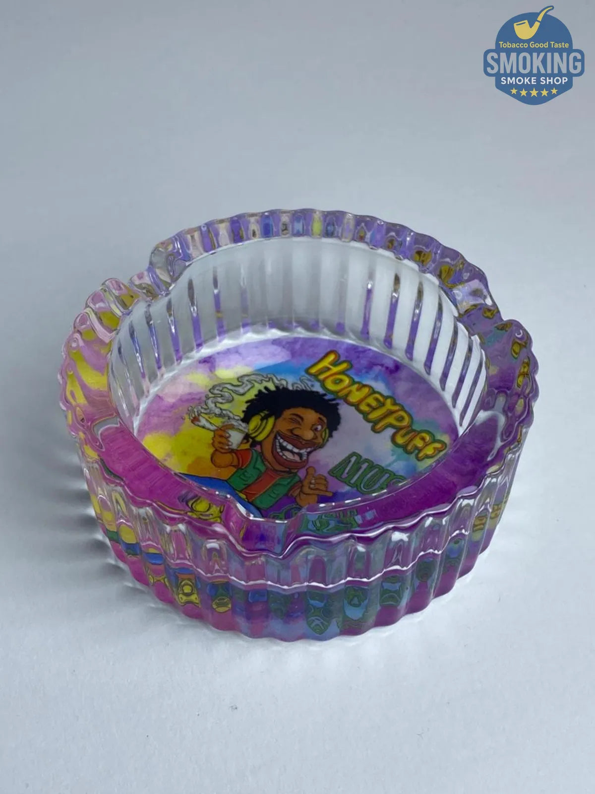HoneyPuff Glass Ashtray — طفاية سجاير زجاجية صغيرة من هوني بَفّ 🌀🔥