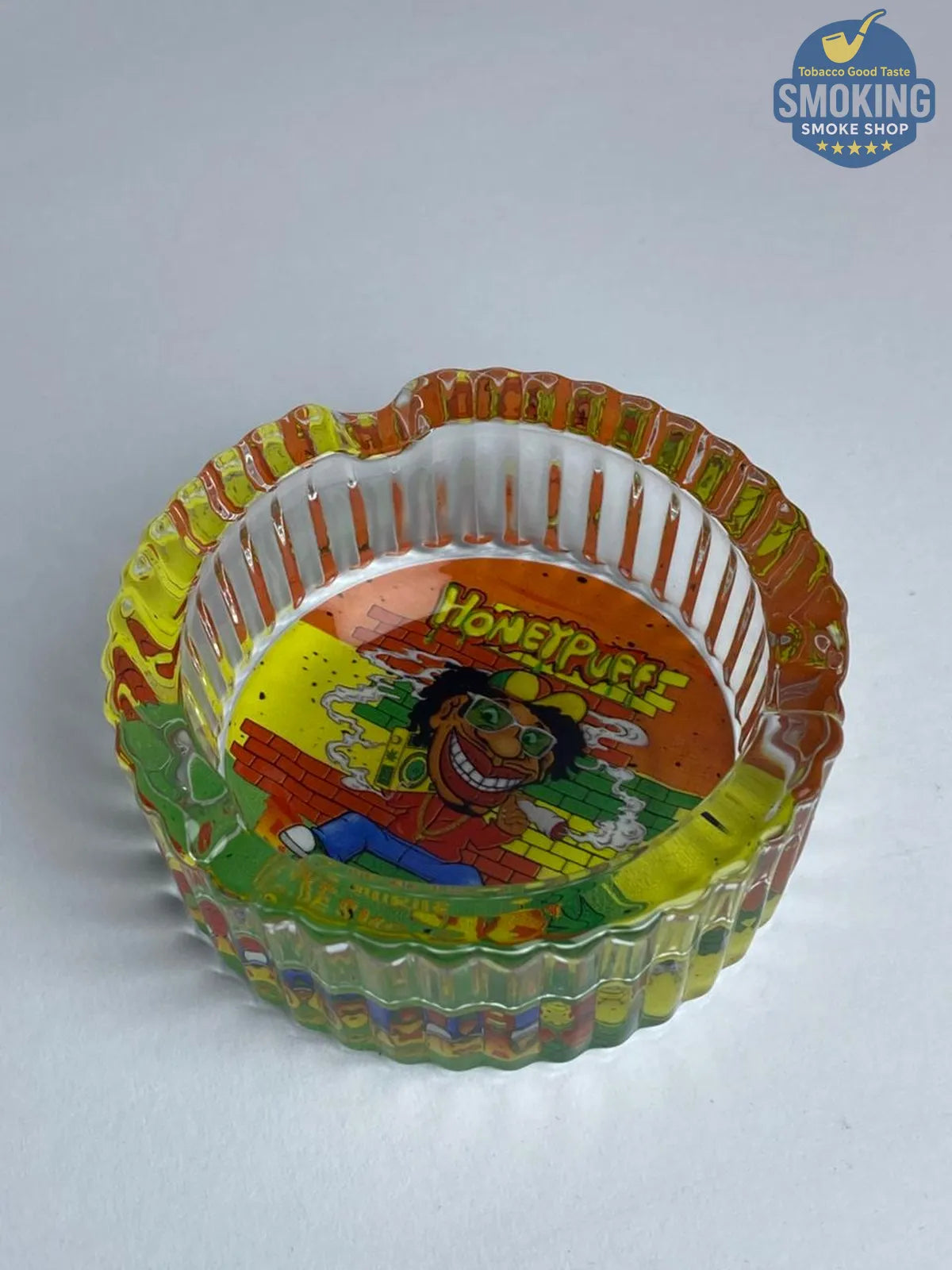 HoneyPuff Glass Ashtray — طفاية سجاير زجاجية صغيرة من هوني بَفّ 🌀🔥