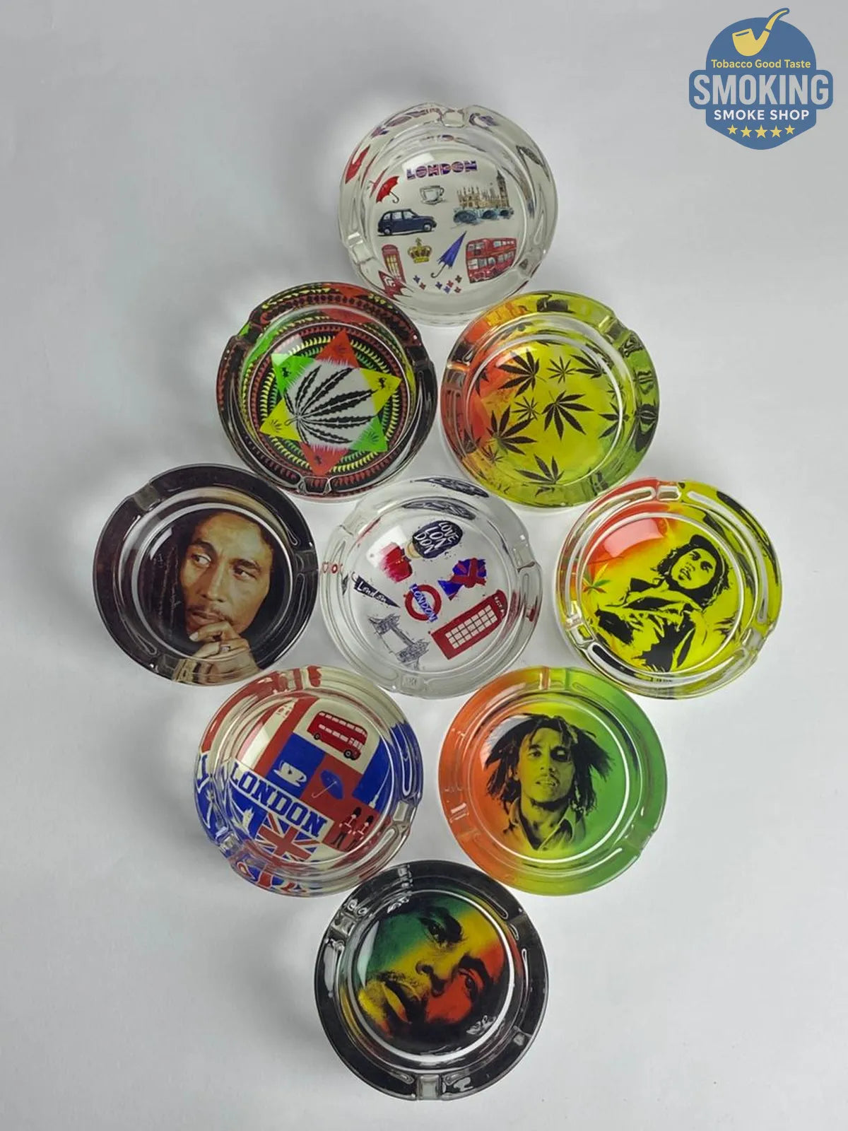 Glass Ashtray — طفاية سجائر زجاج دائرية بتصاميم متنوعة