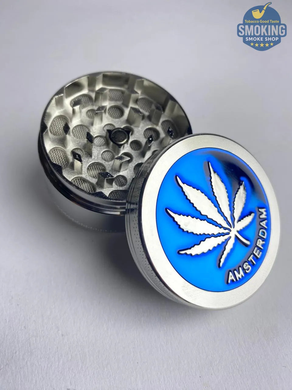 D&K Amsterdam Tobacco Grinder —  مطحنة تبغ أمستردام معدن سيلفر واسود وملون