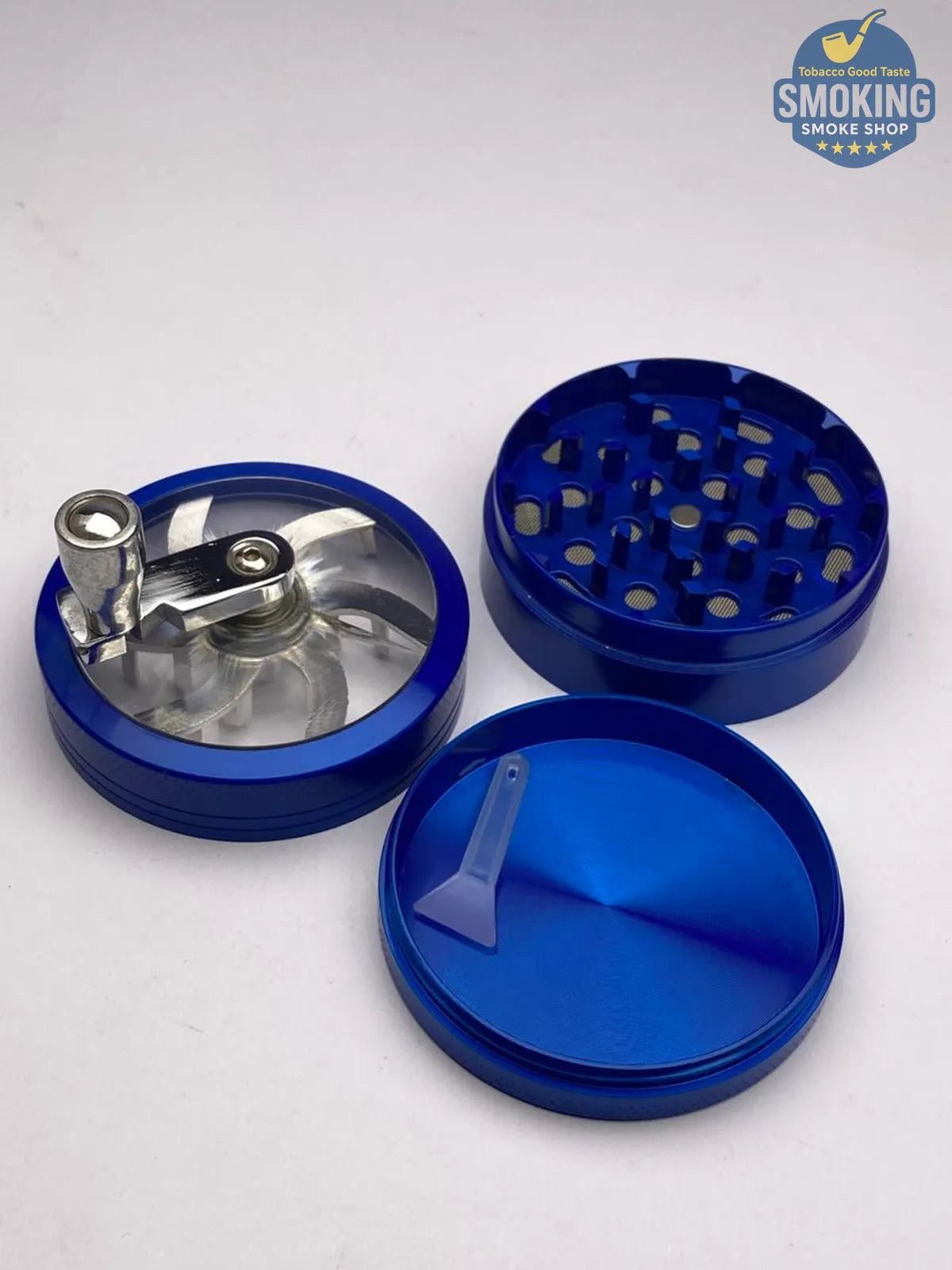 مطحنة تبغ معدنية مع ذراع تدوير — Tobacco Grinder with Crank Handle 🌿⚙️