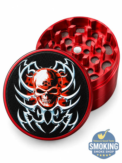 🌹💀 جريندر جماجم وزهور معدني 4 قطع — Skull & Roses Tobacco Grinder