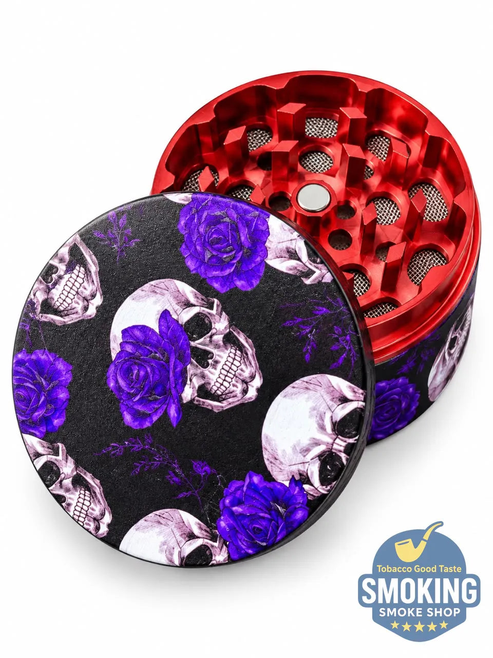 🌹💀 جريندر جماجم وزهور معدني 4 قطع — Skull & Roses Tobacco Grinder