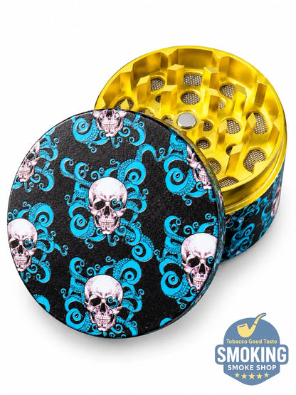 🌹💀 جريندر جماجم وزهور معدني 4 قطع — Skull & Roses Tobacco Grinder