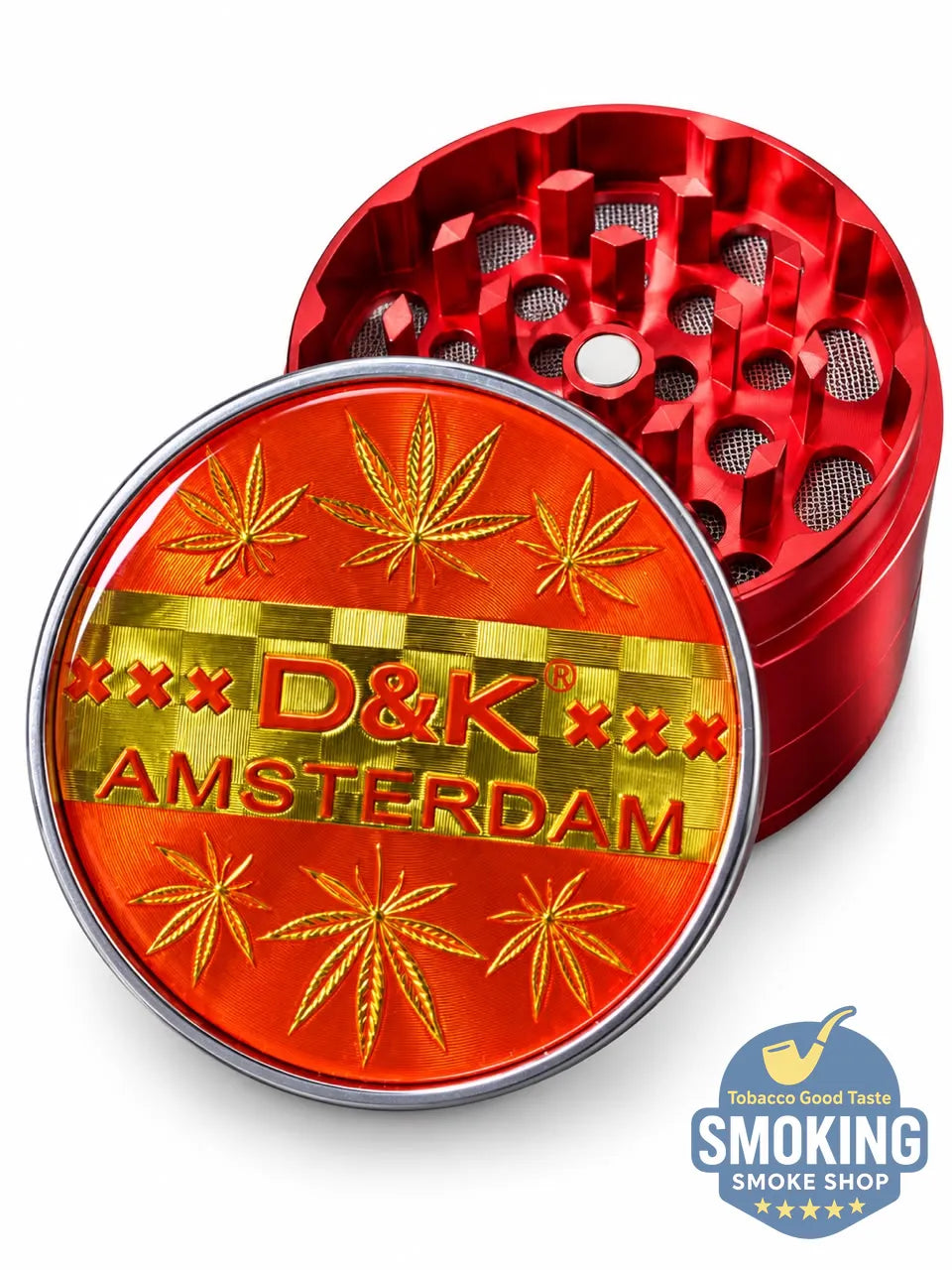 D&K Amsterdam Tobacco Grinder —  مطحنة تبغ أمستردام معدن سيلفر واسود وملون