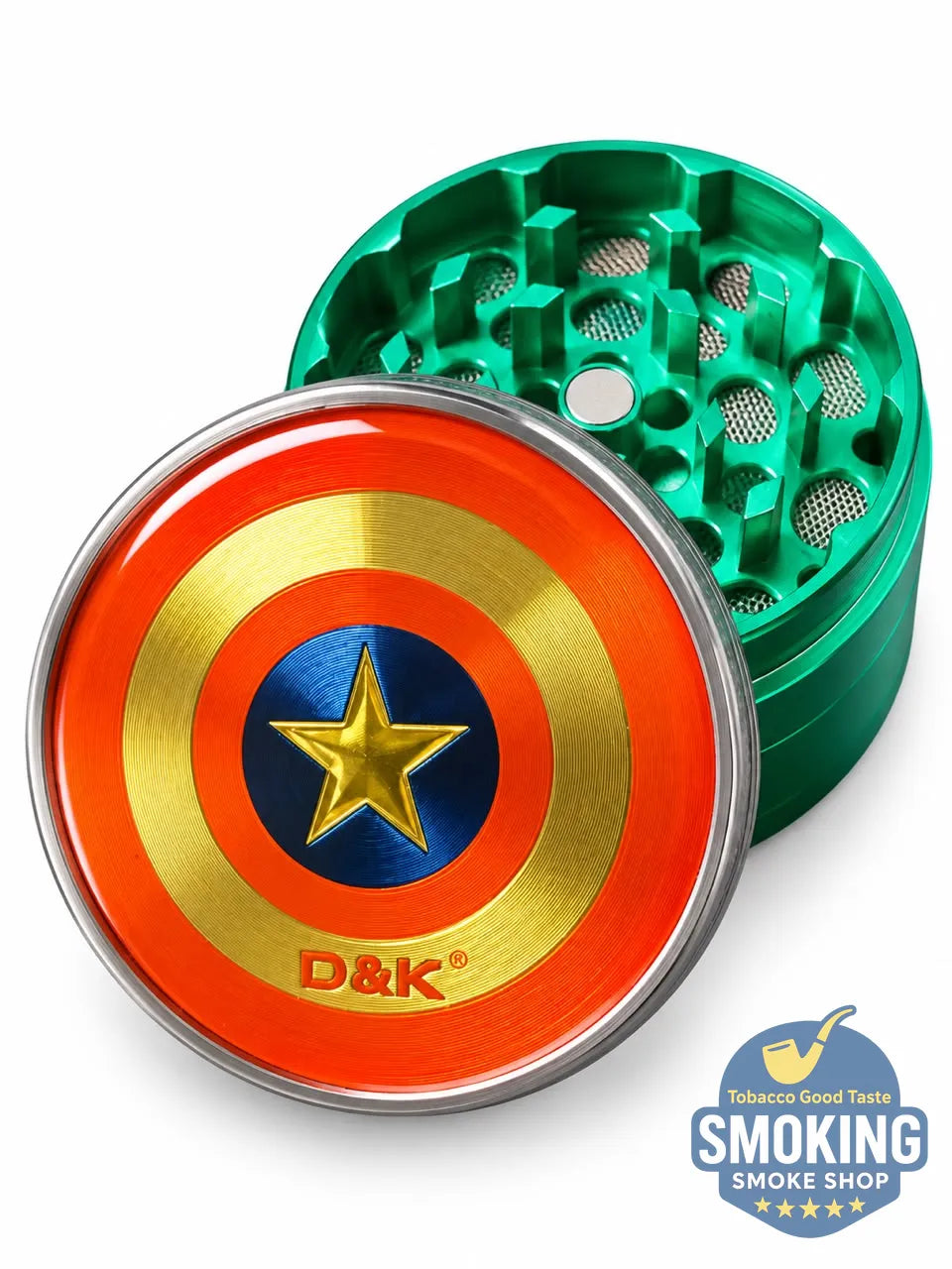 D&K Amsterdam Tobacco Grinder —  مطحنة تبغ أمستردام معدن سيلفر واسود وملون