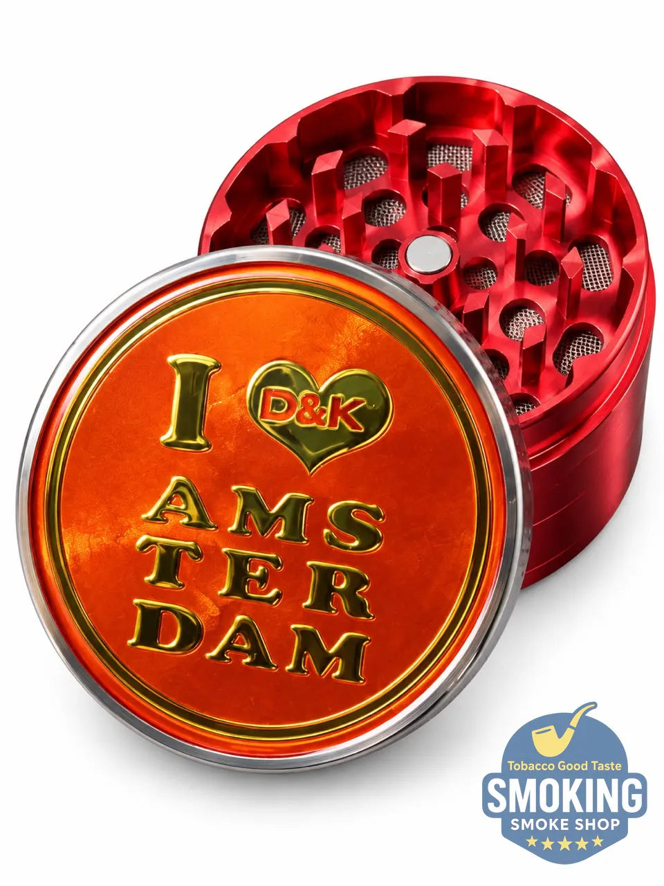 D&K Amsterdam Tobacco Grinder —  مطحنة تبغ أمستردام معدن سيلفر واسود وملون