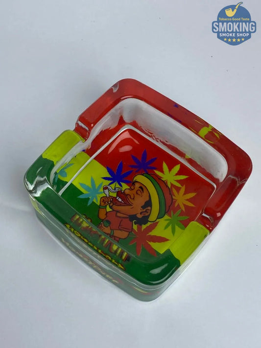 Honey Puff Glass Ashtray — طفاية سجائر هاني باف زجاجية مربعة بطبعات متنوعة🌀🔥