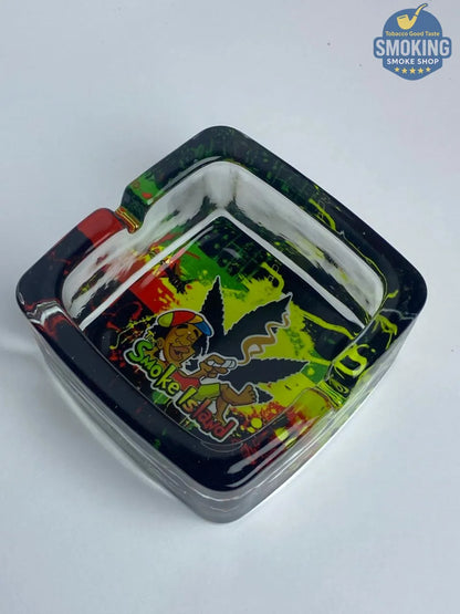 Honey Puff Glass Ashtray — طفاية سجائر هاني باف زجاجية مربعة بطبعات متنوعة🌀🔥