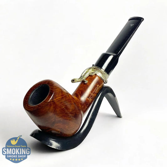 Lucienne Crocodile-Ring Bent Smooth Pipe — بايب لوسيّين المنحني بحلقة التمساح (تشطيب ناعم)