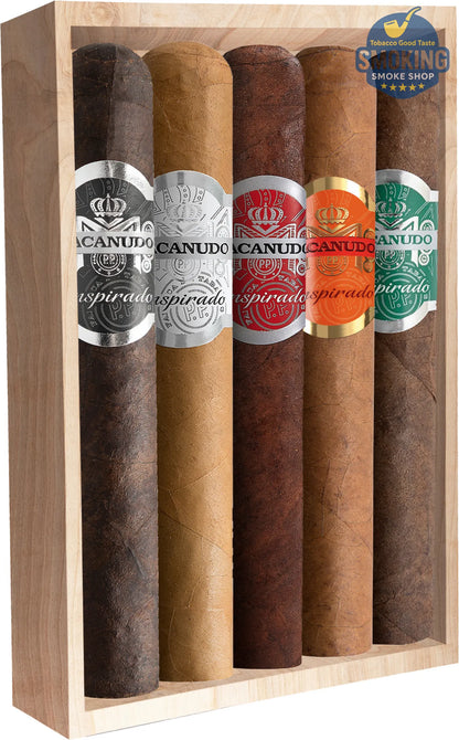 Macanudo Inspirado 5 Robusto Cigars Sampler Wood Box — بوكس سيجار ماكانودو إنسبيرادو روبوستو (5 نكهات)
