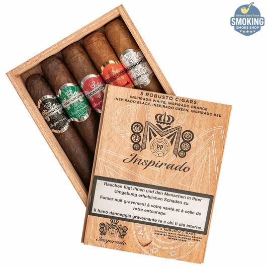 Macanudo Inspirado 5 Robusto Cigars Sampler Wood Box — بوكس سيجار ماكانودو إنسبيرادو روبوستو (5 نكهات)