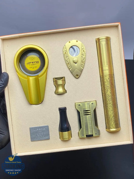 JIFENG Luxury Cigar Gift Set - طقم إكسسوارات سيجار كامل فاخر من جيفِينغ