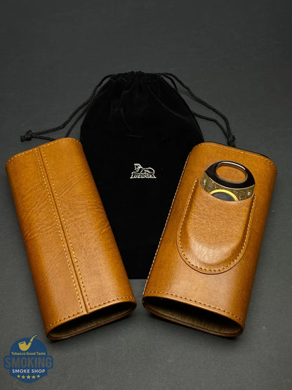 حافظة سيجار لوبينسكي مبطّنة بالخشب مع قاطع | LUBINSKI Cedar-Lined Cigar Case with Cutter